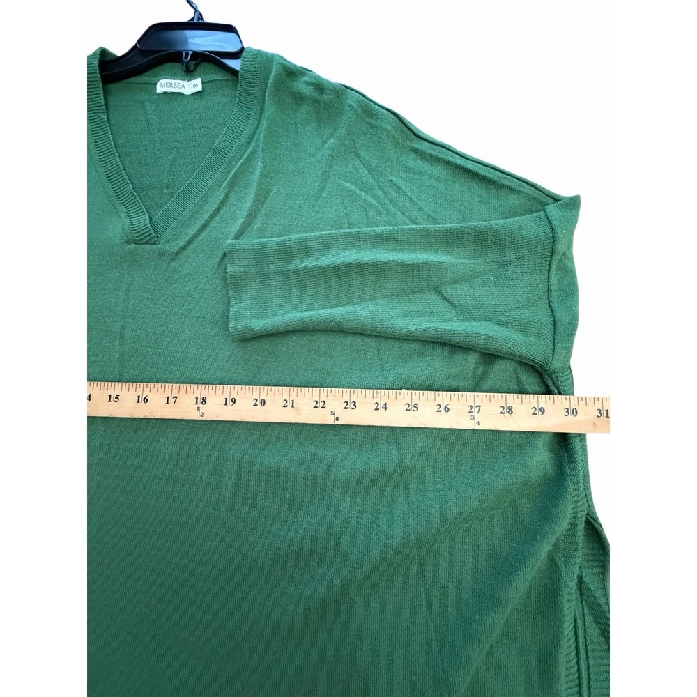 MERSEA Catalina V-Neck Sweater in Forest Green OS Boxy Relaxed Lagenlook #AB12-1 - Picture 5 of 8